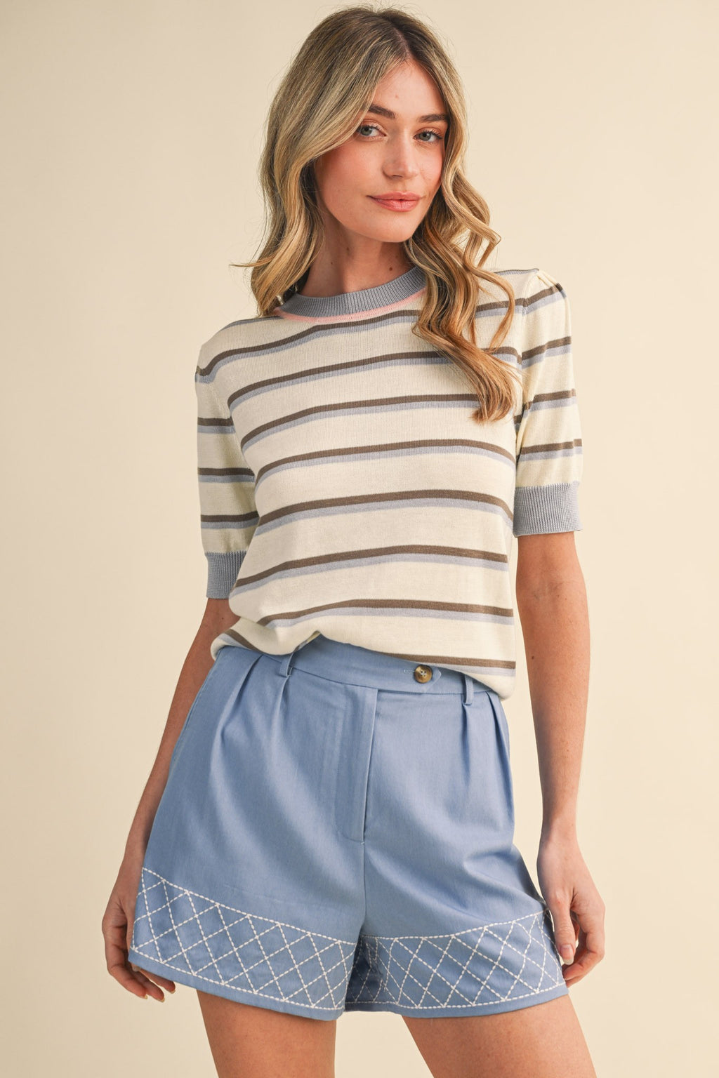 pastels stripped knit top