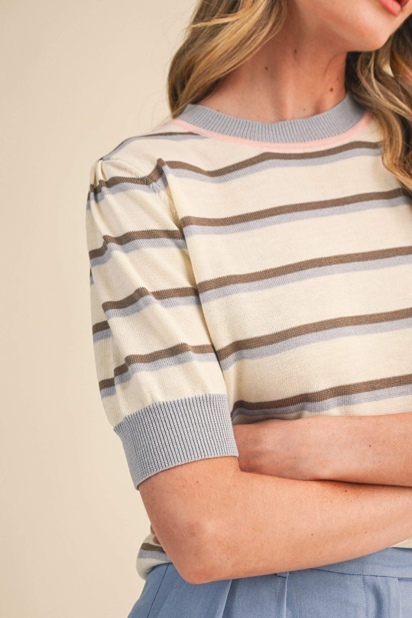 pastels stripped knit top