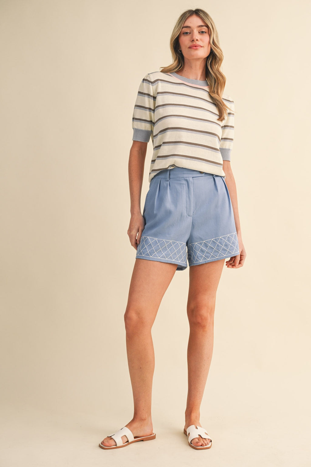 pastels stripped knit top