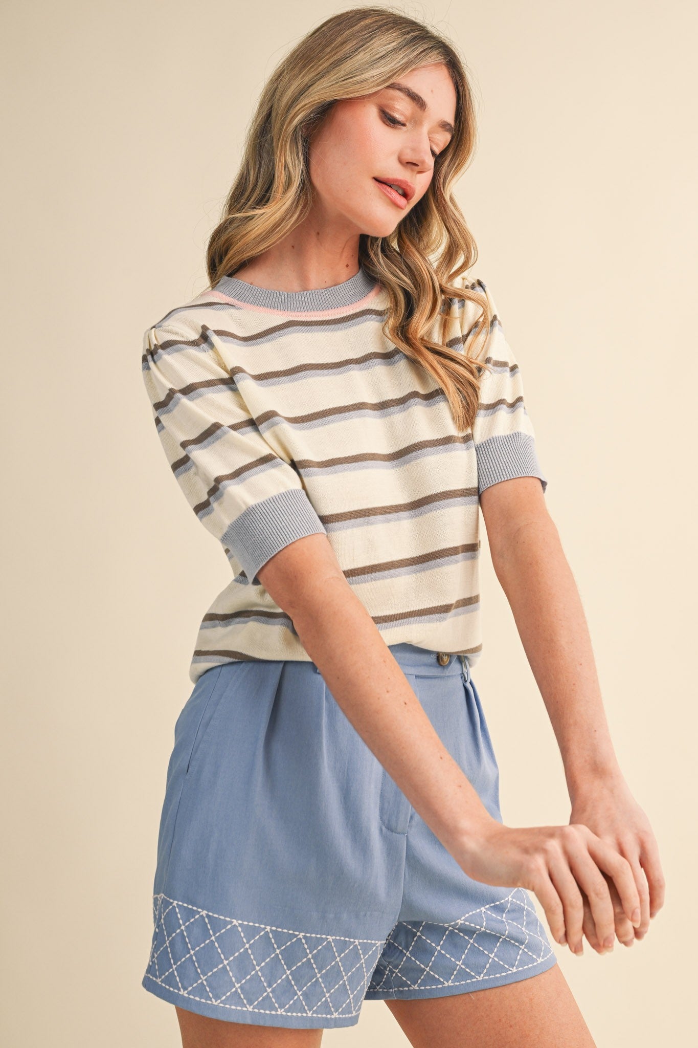 pastels stripped knit top