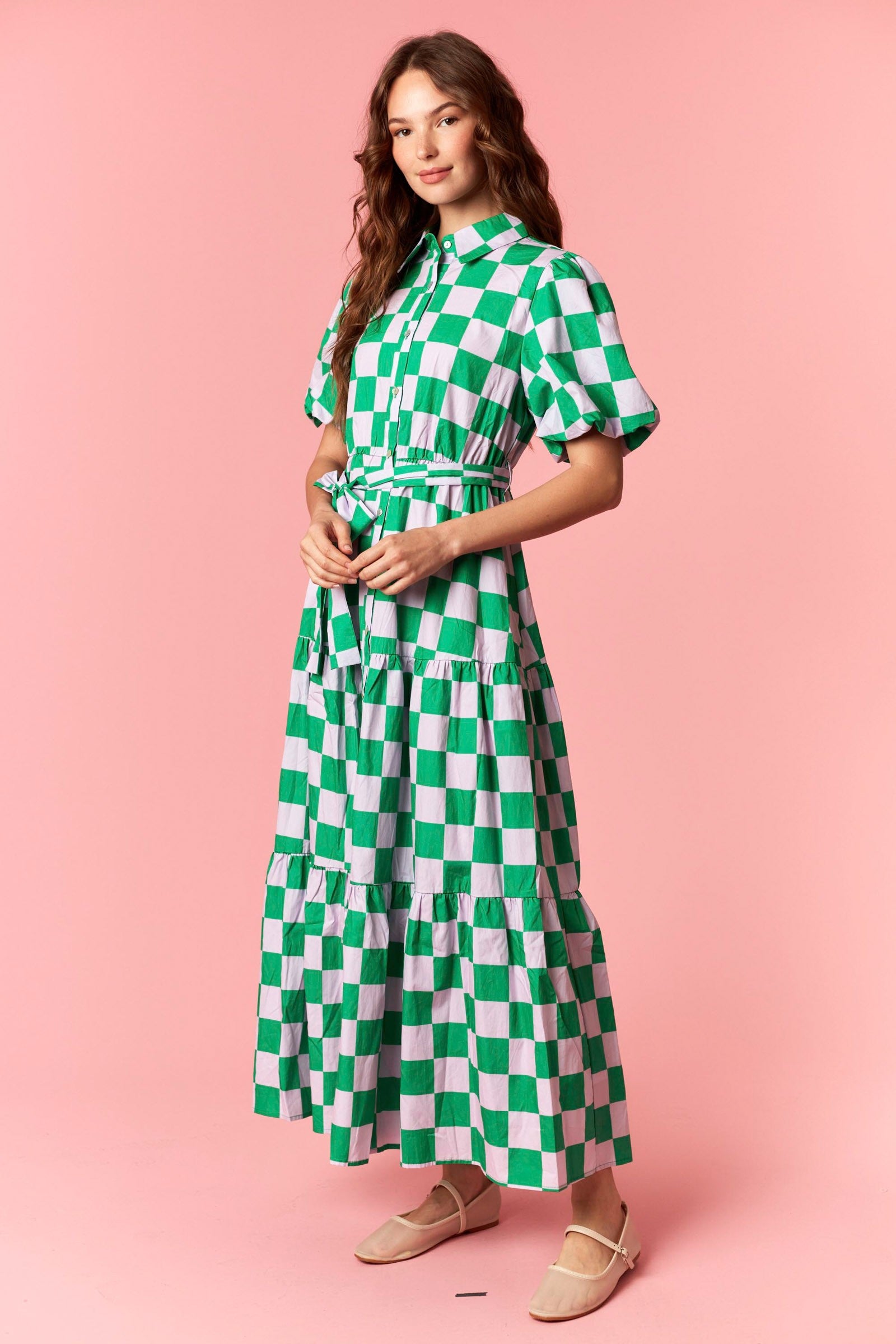 checkers midi dress
