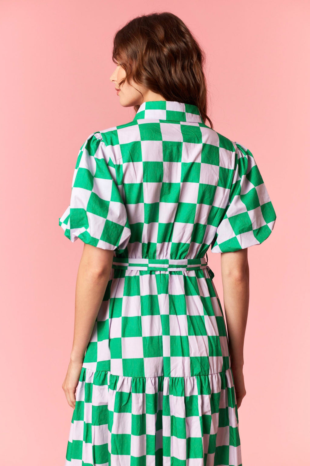 checkers midi dress
