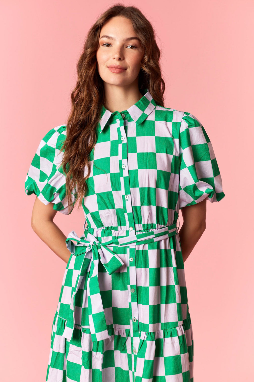 checkers midi dress