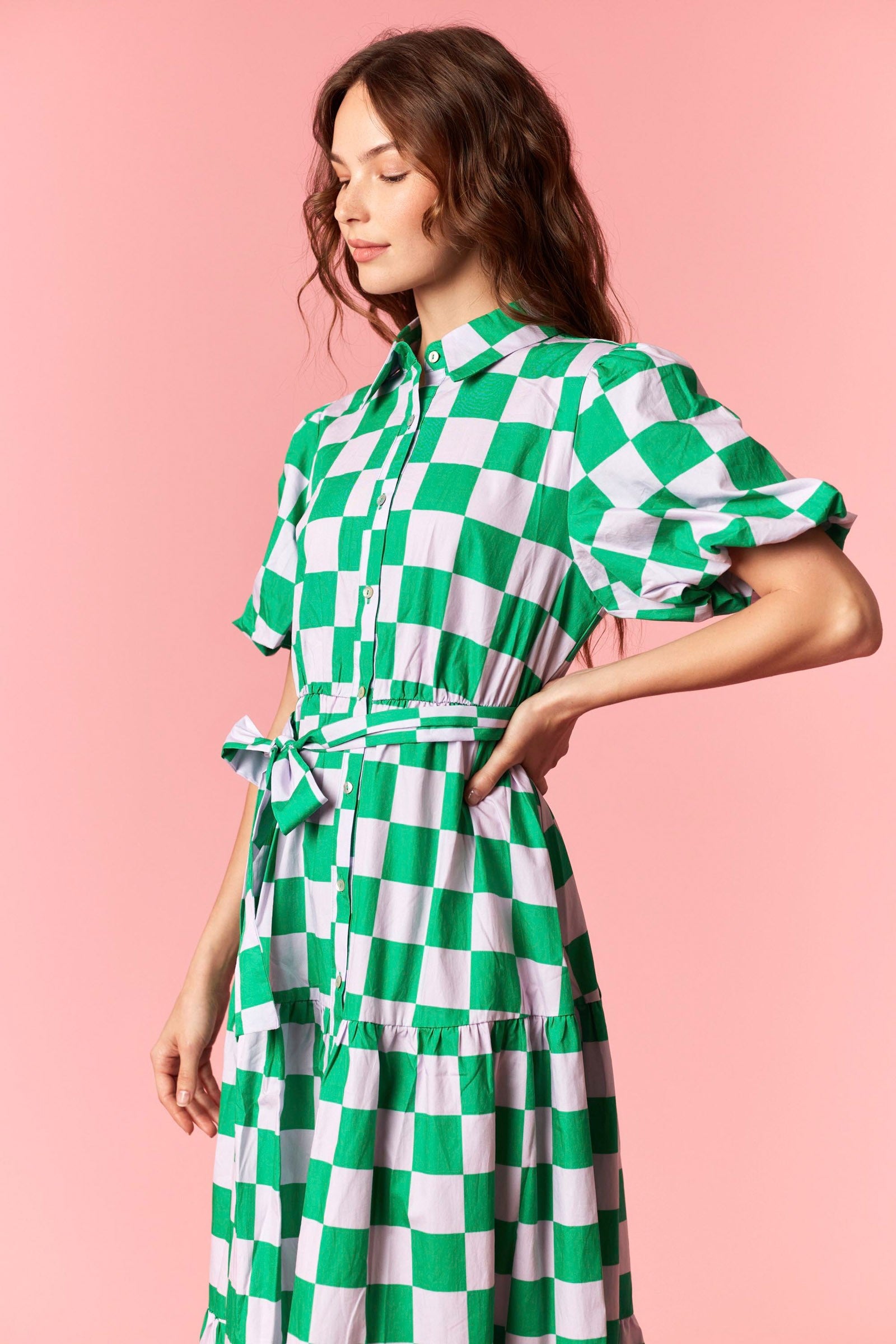 checkers midi dress