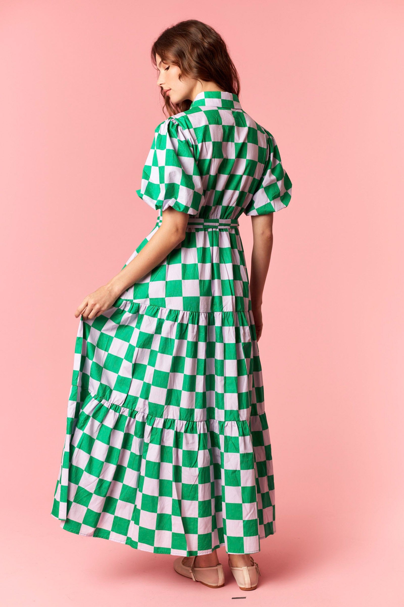 checkers midi dress