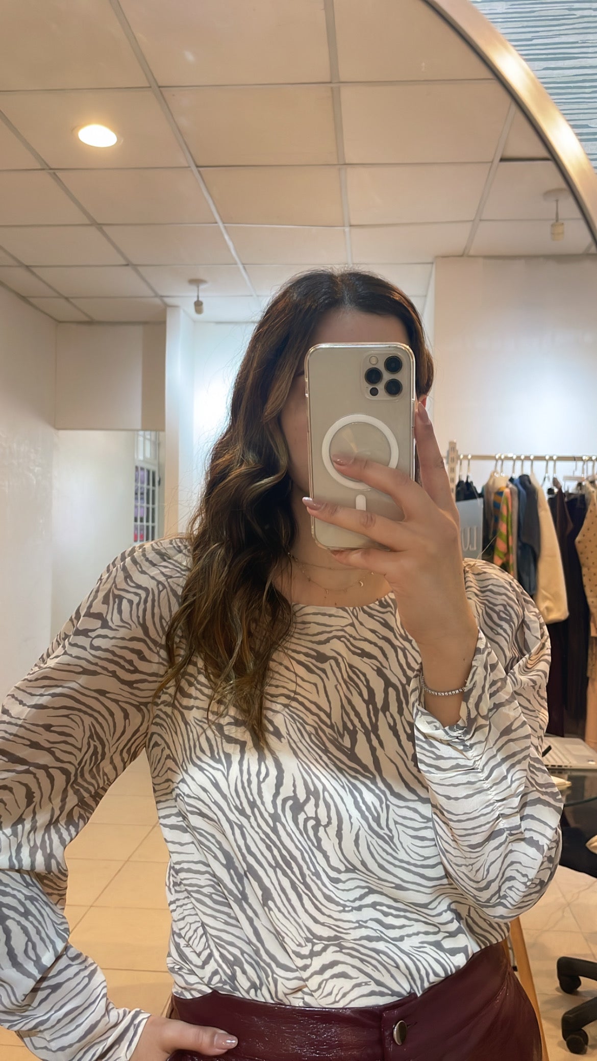 zebra chiffon top