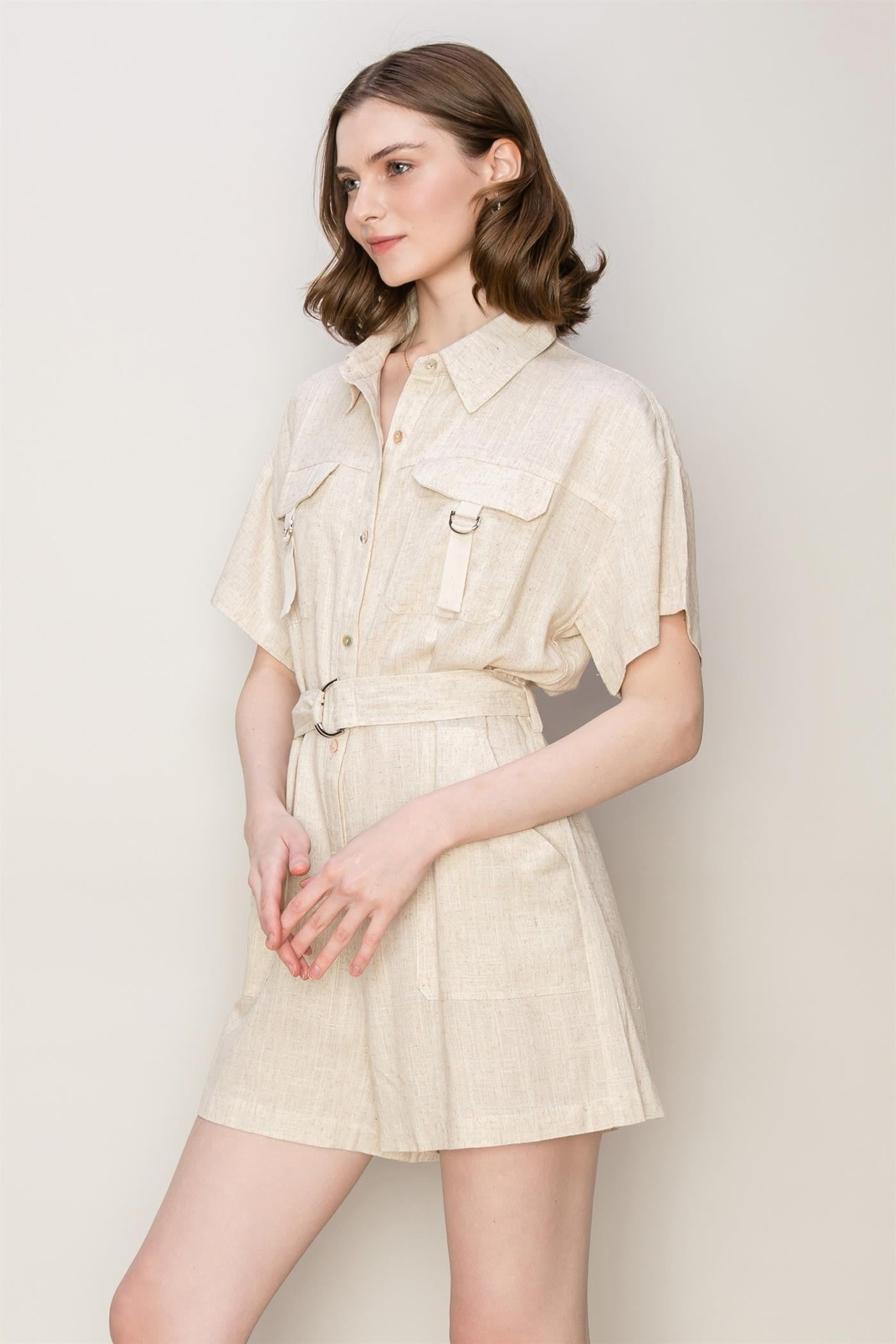 natural linen romper