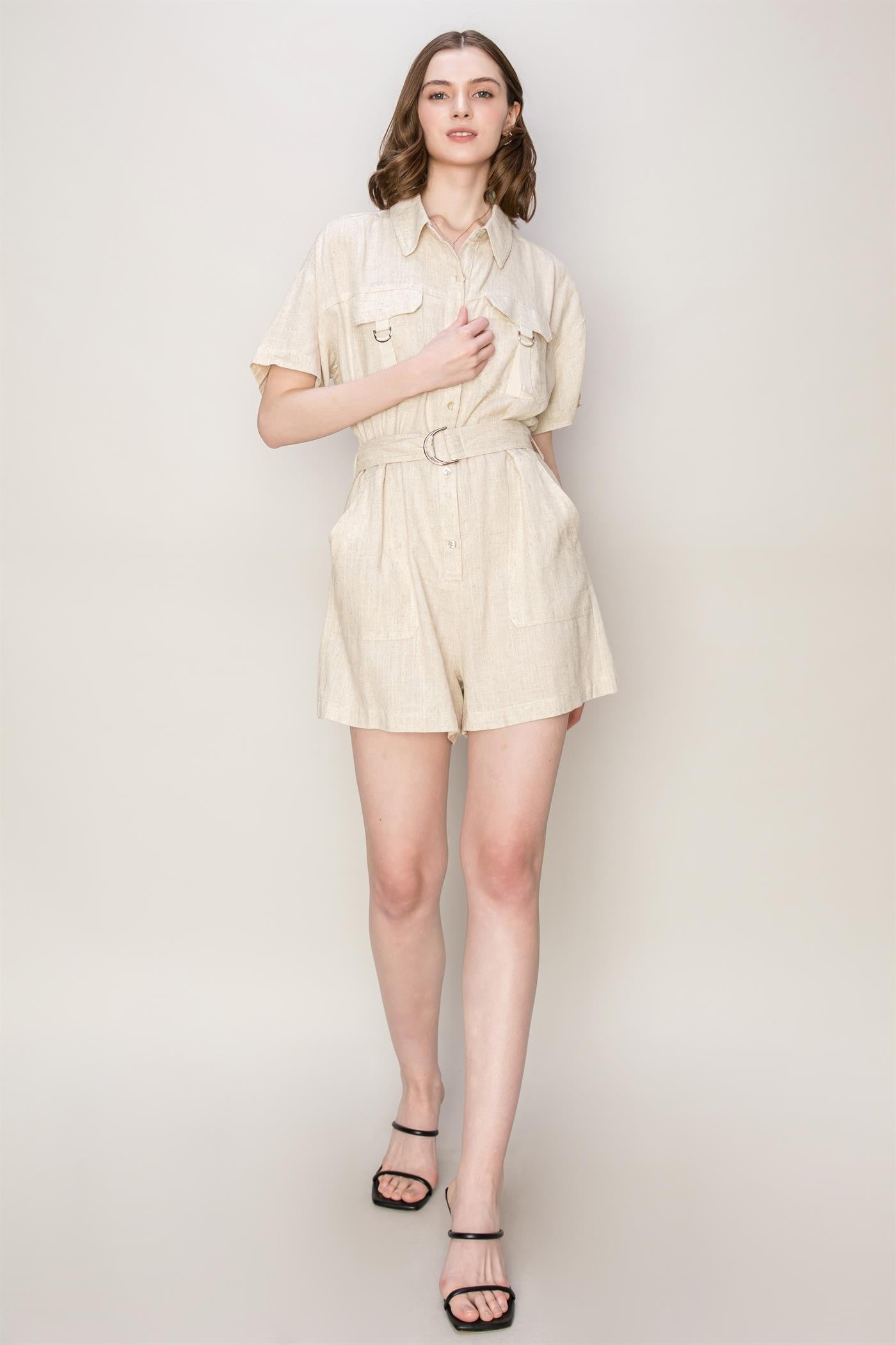natural linen romper