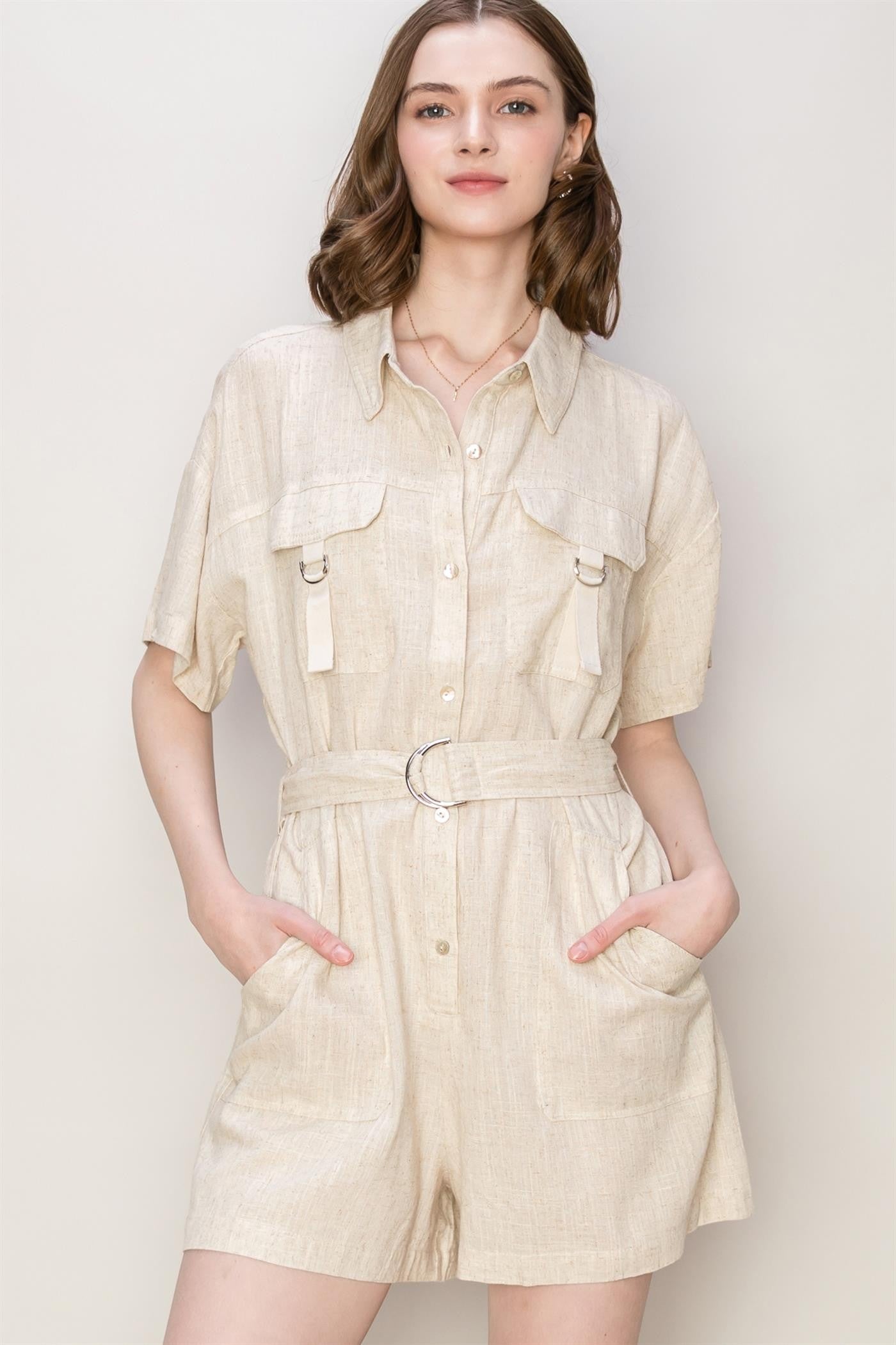 natural linen romper