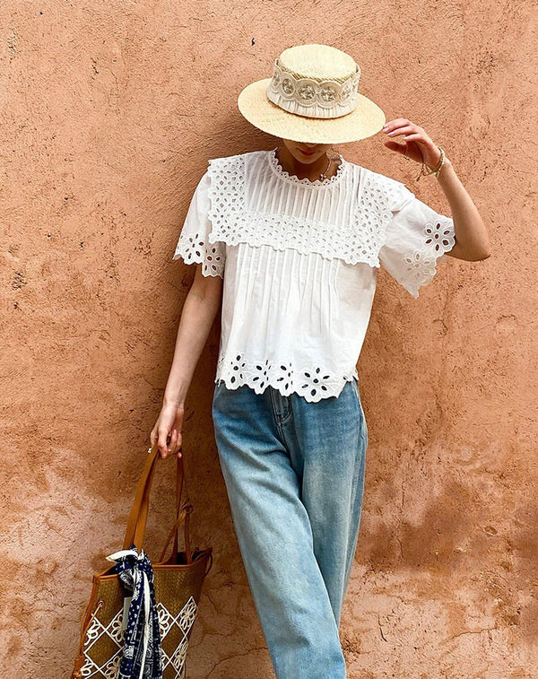 boho white top