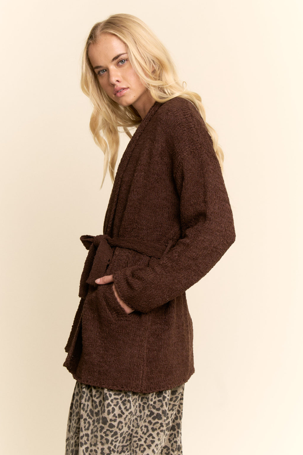 Cocoa top and cardigan