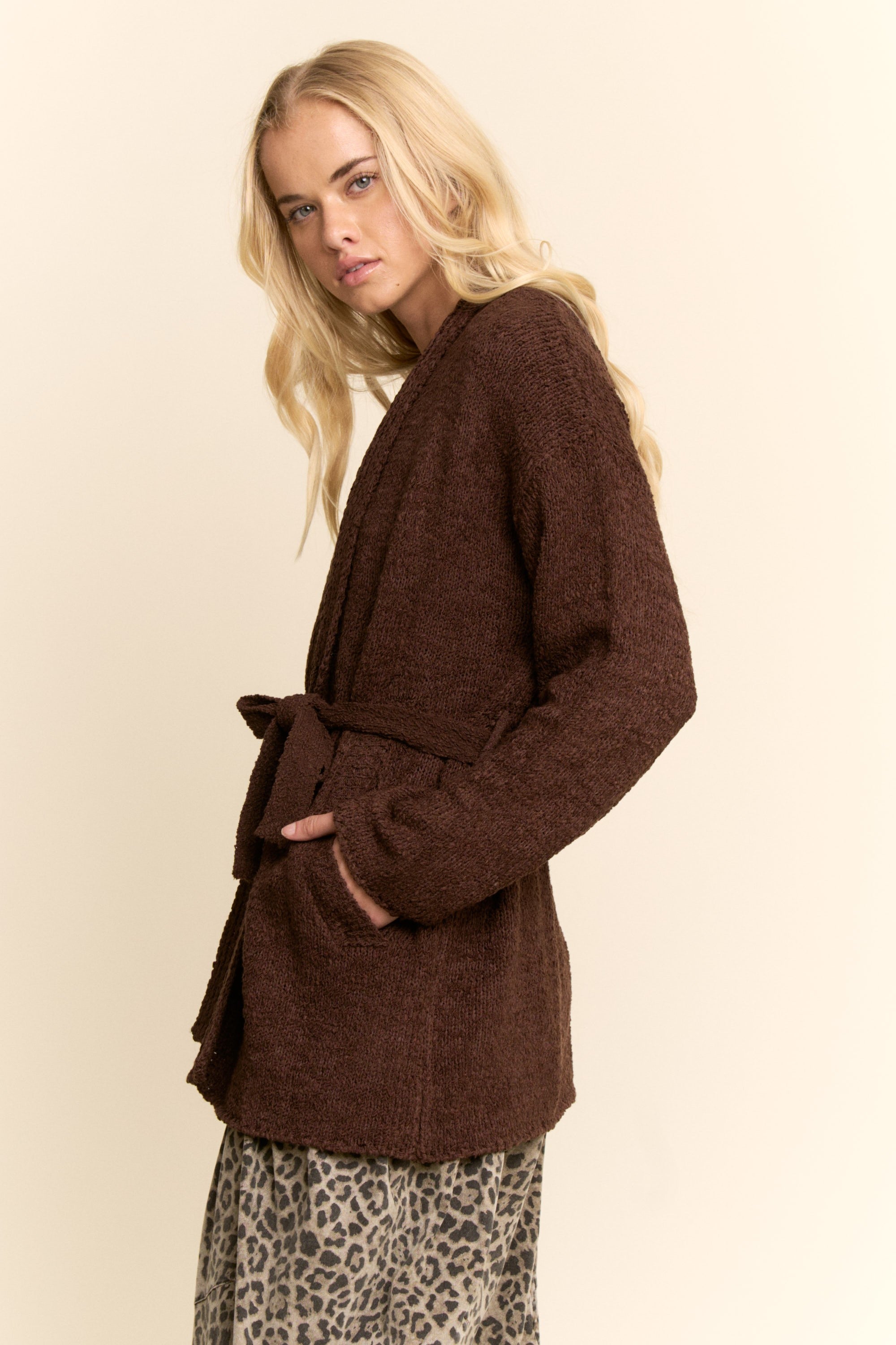 Cocoa top and cardigan