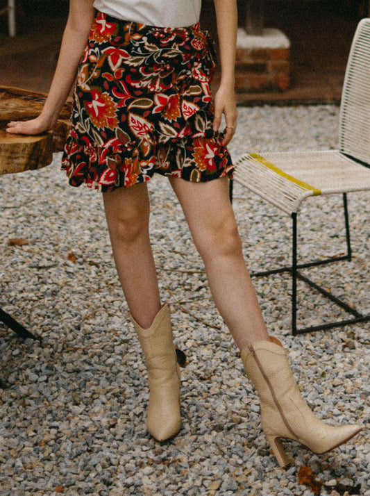 boho wrap mini skirt