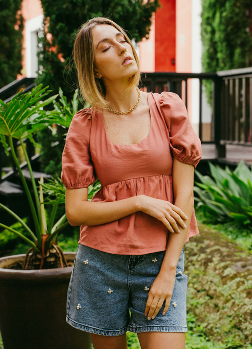 babydoll rust top