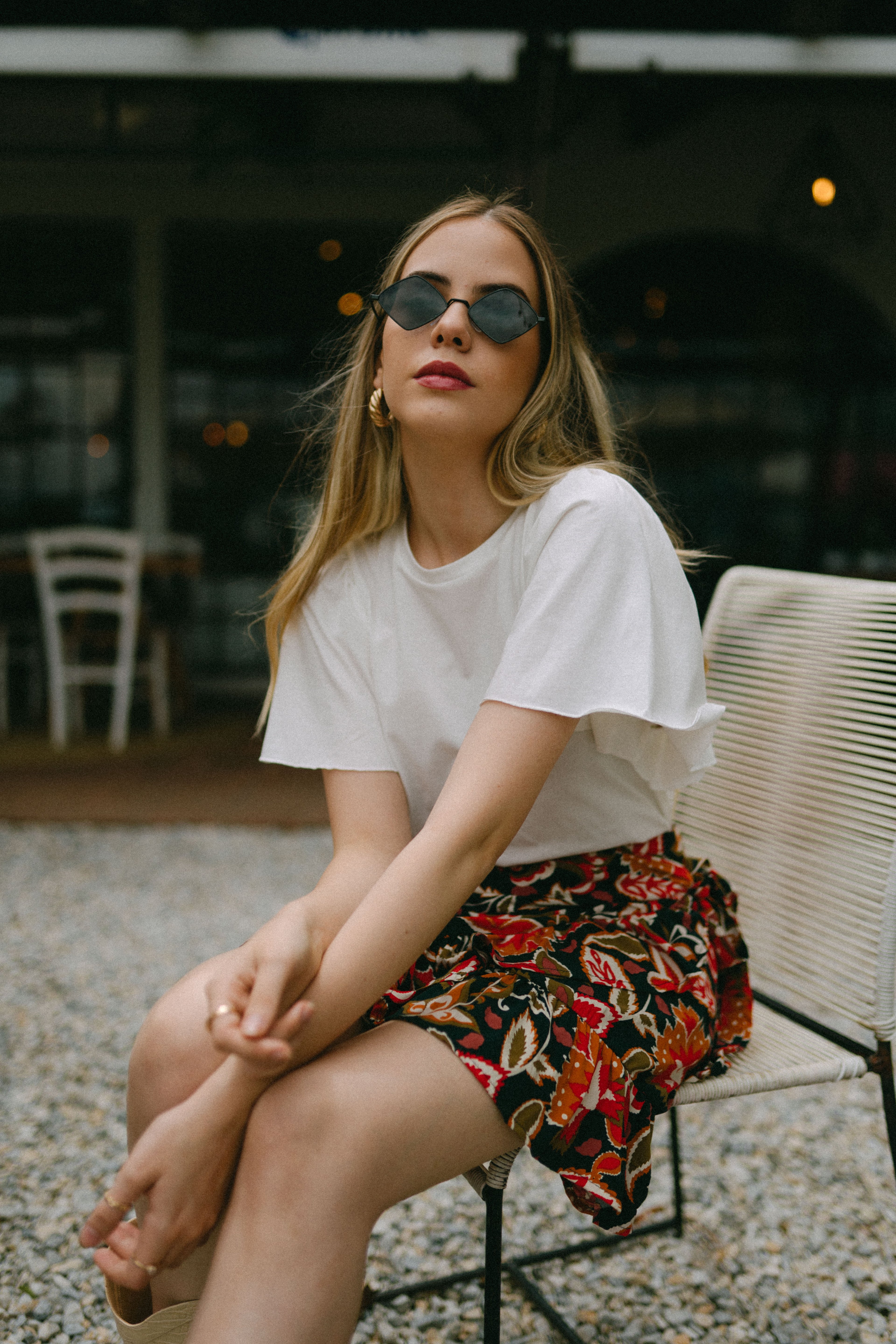 ruffled sleeve white tee