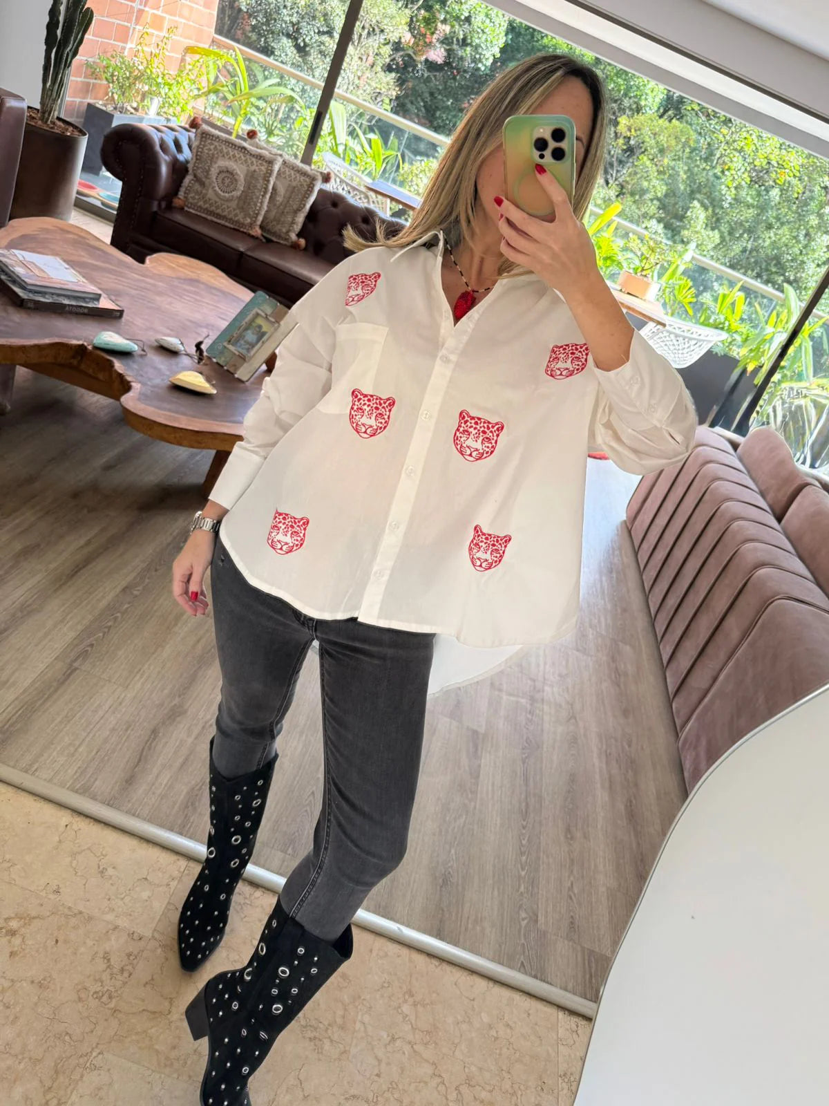 camisa panteras rojas oversize