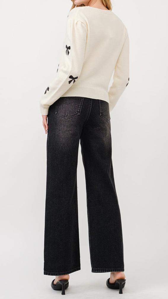 open rhinestone denim