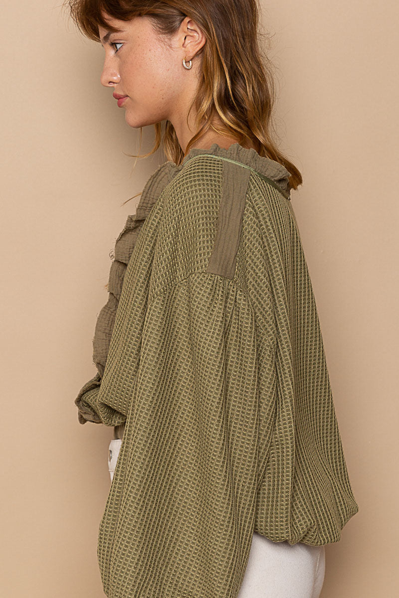 flowy olive top