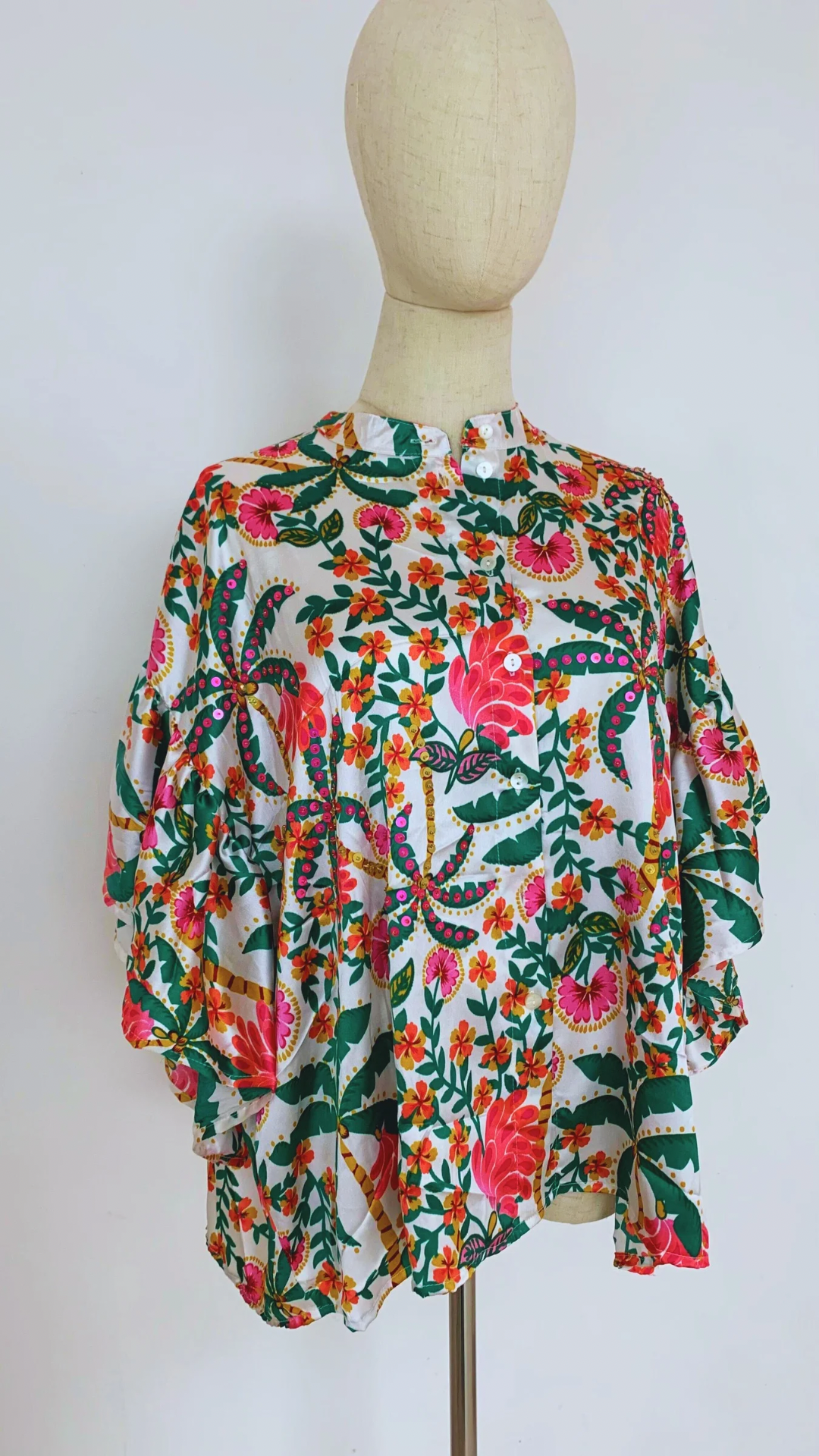 flower silk button down