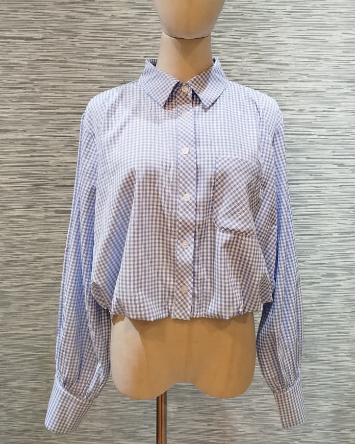 sky button down plaid top