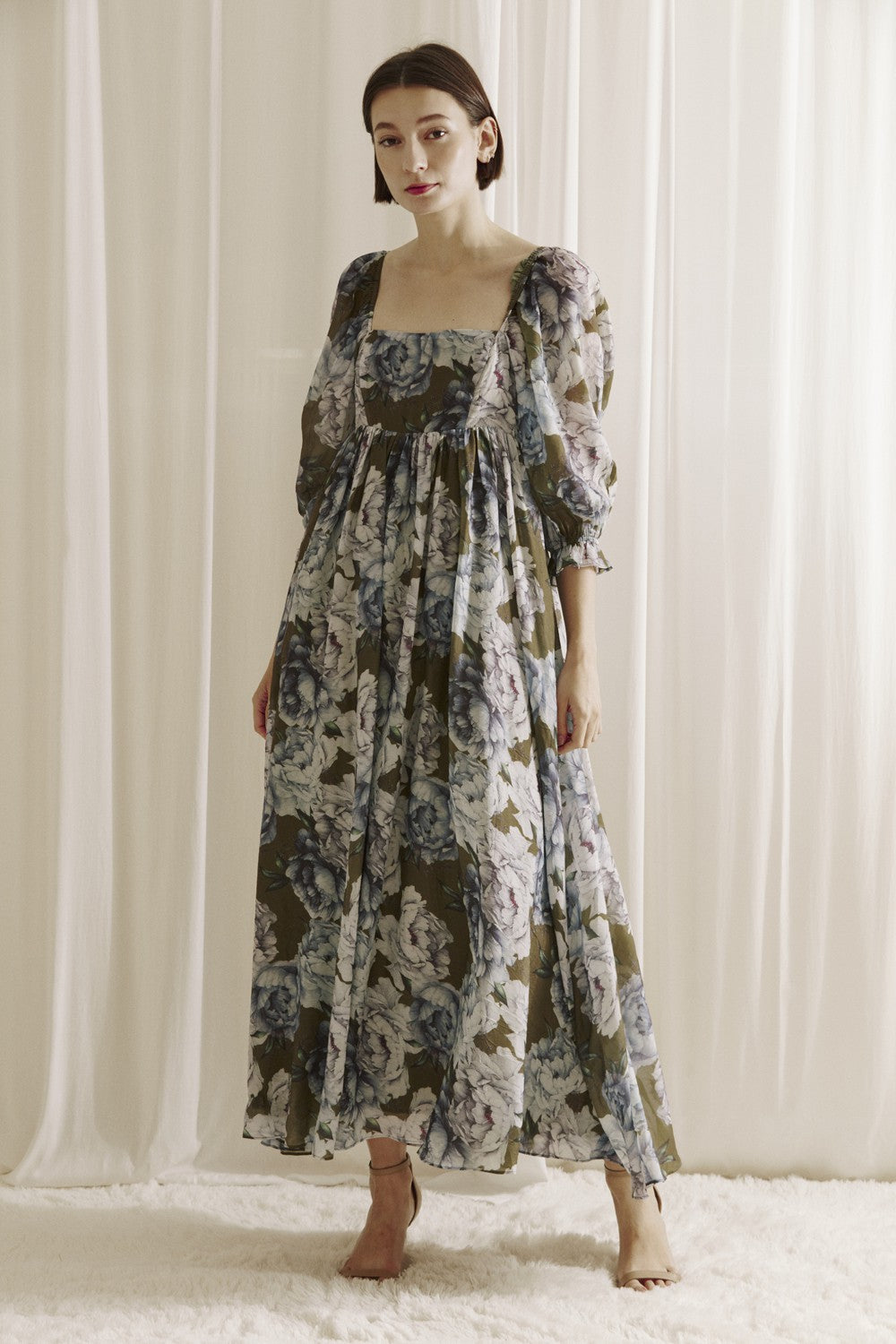floral babydoll maxi dress