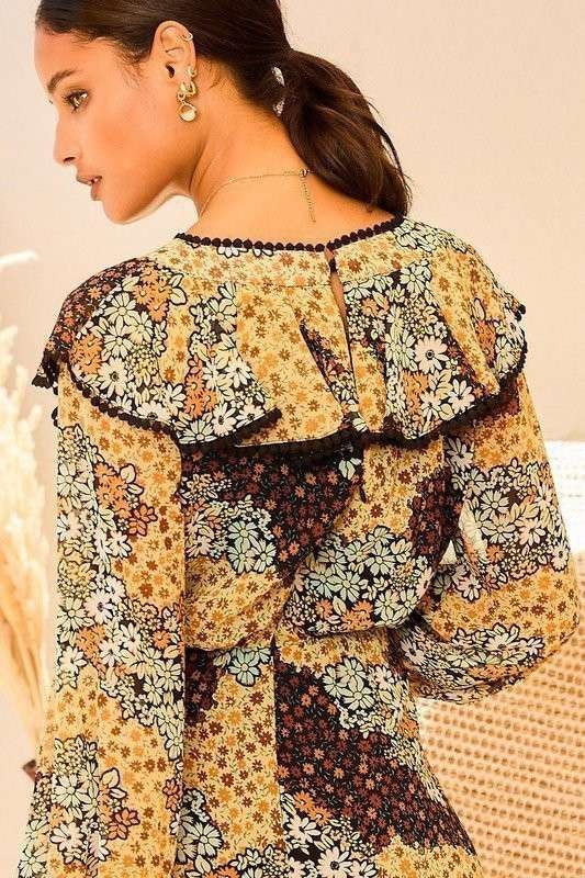 v neck ruffled mini dress