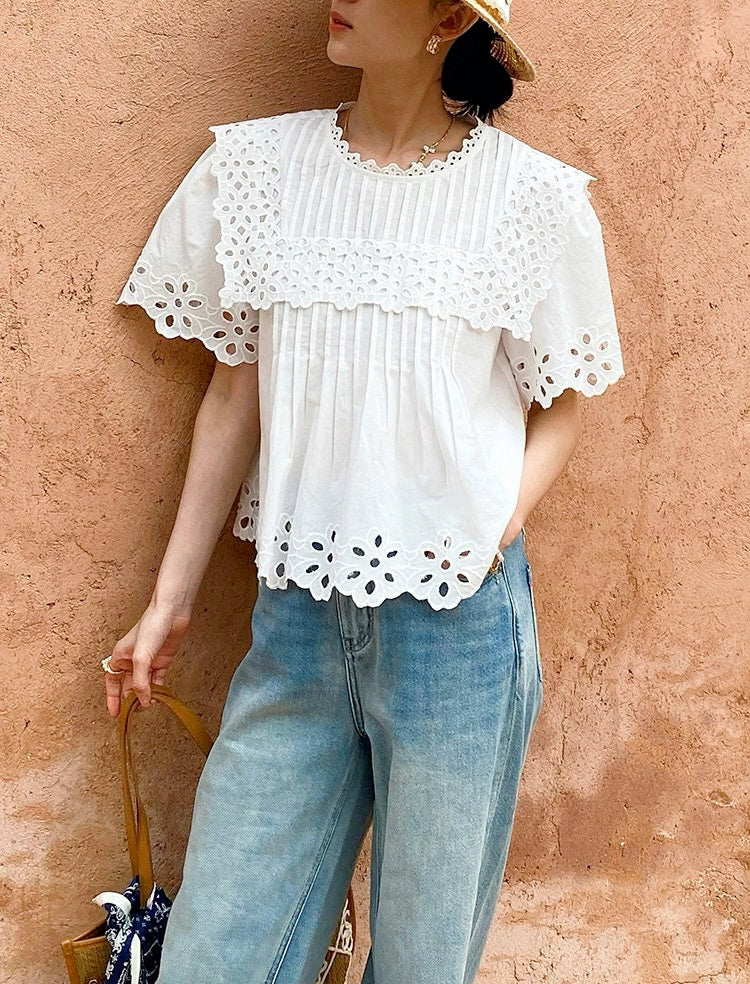 boho white top