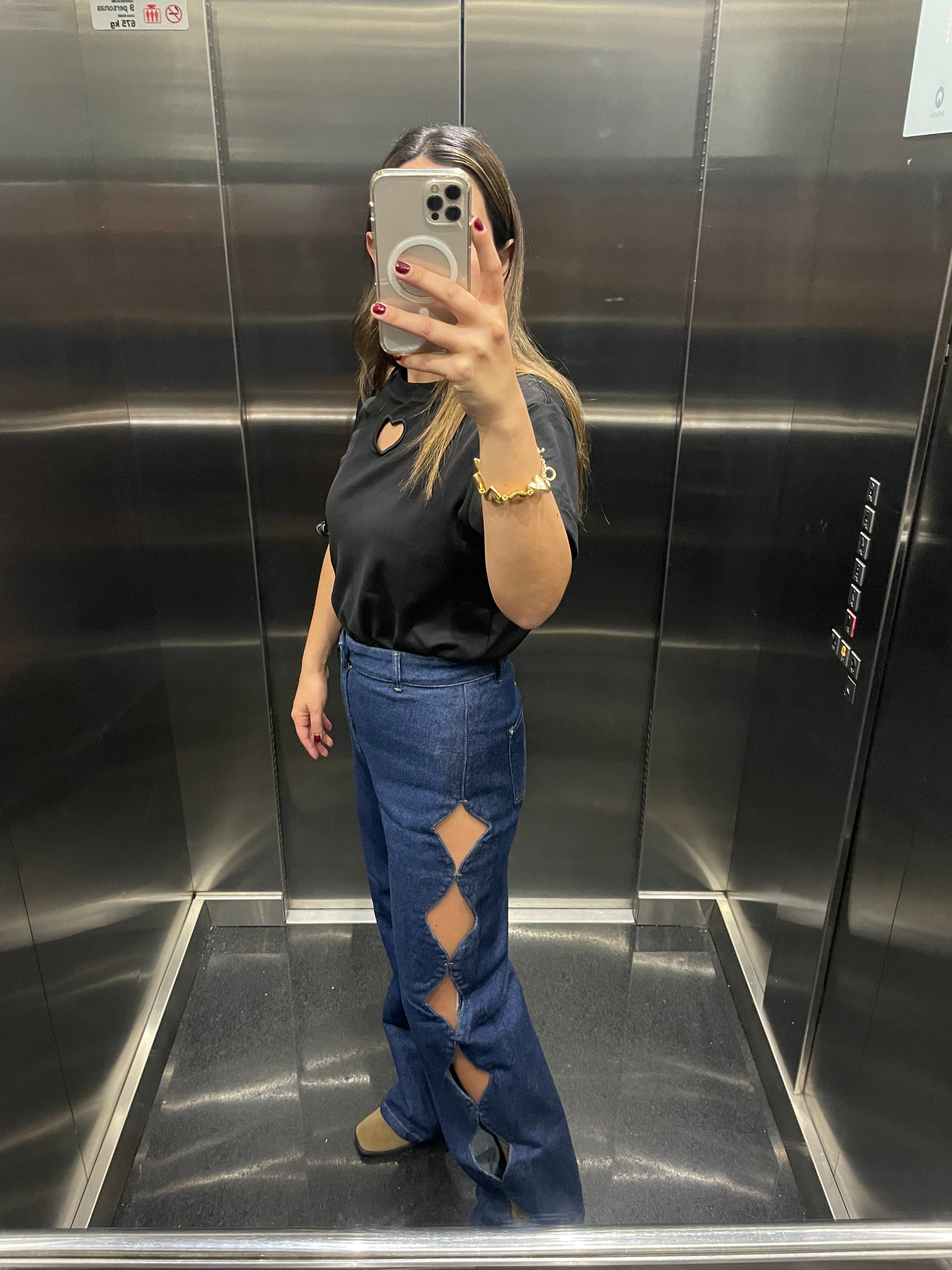 cutout blue denim