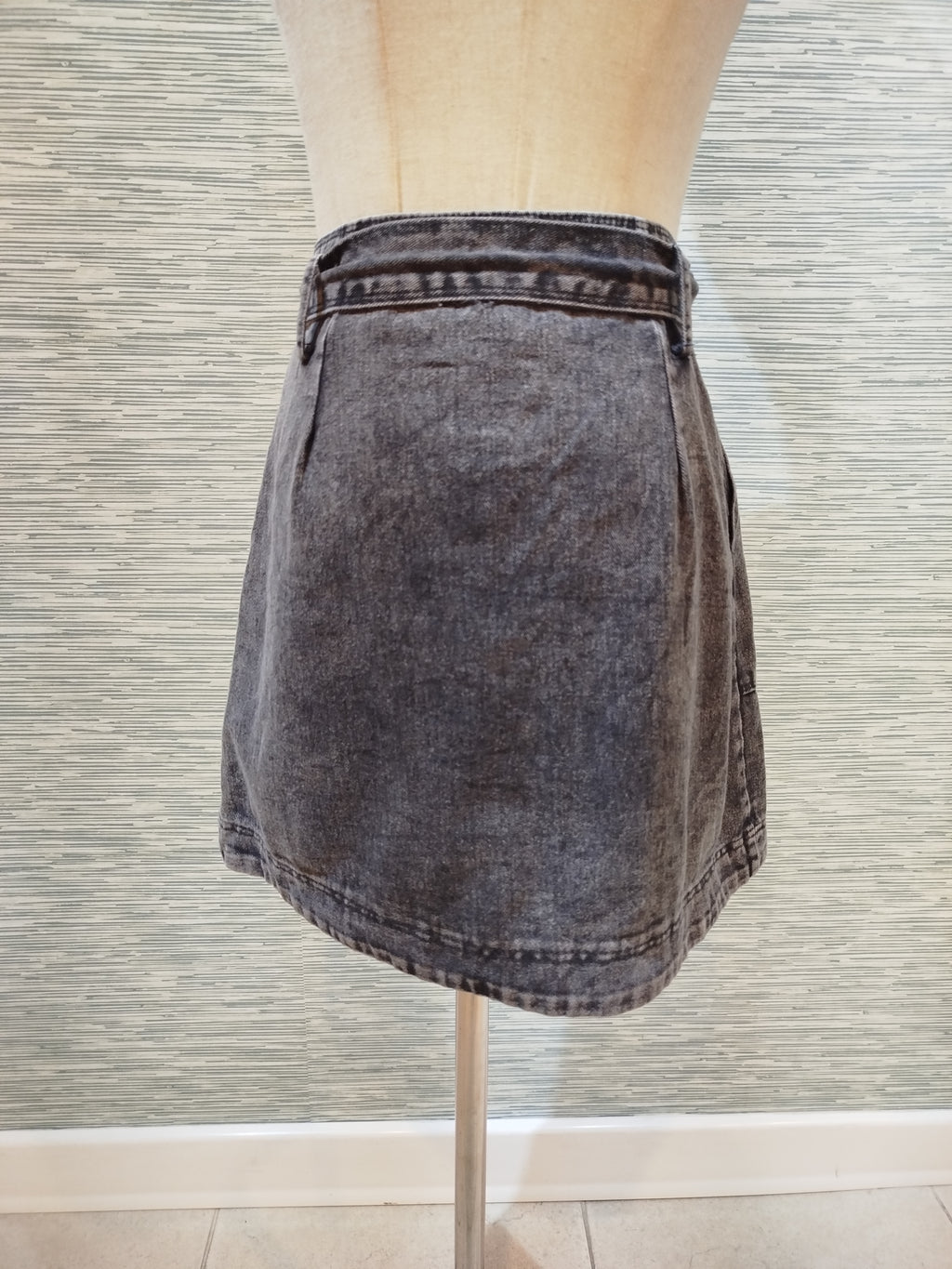 gray mini wrapped skirt