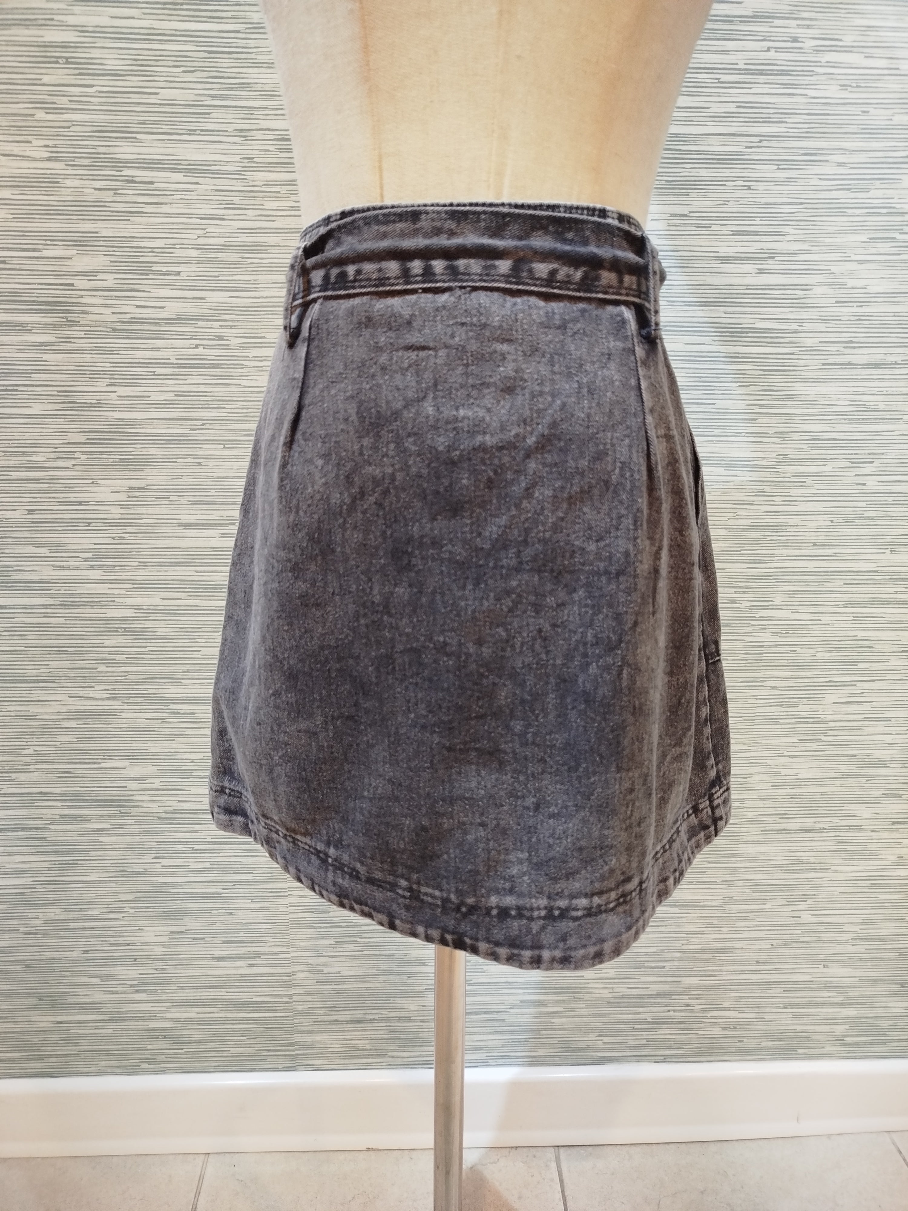 gray mini wrapped skirt