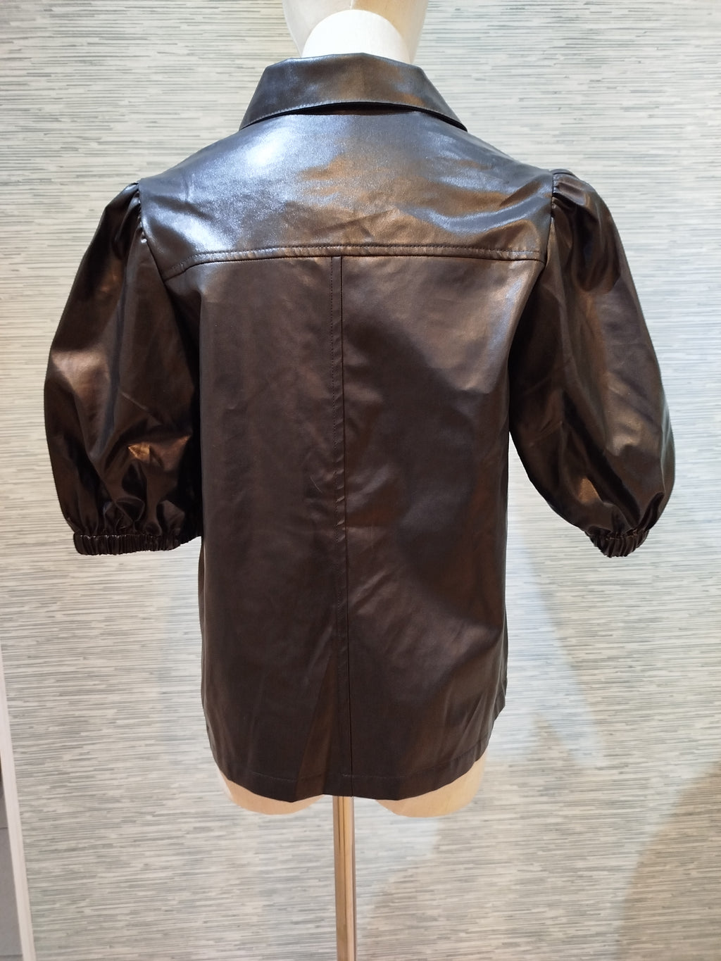 faux leather button down