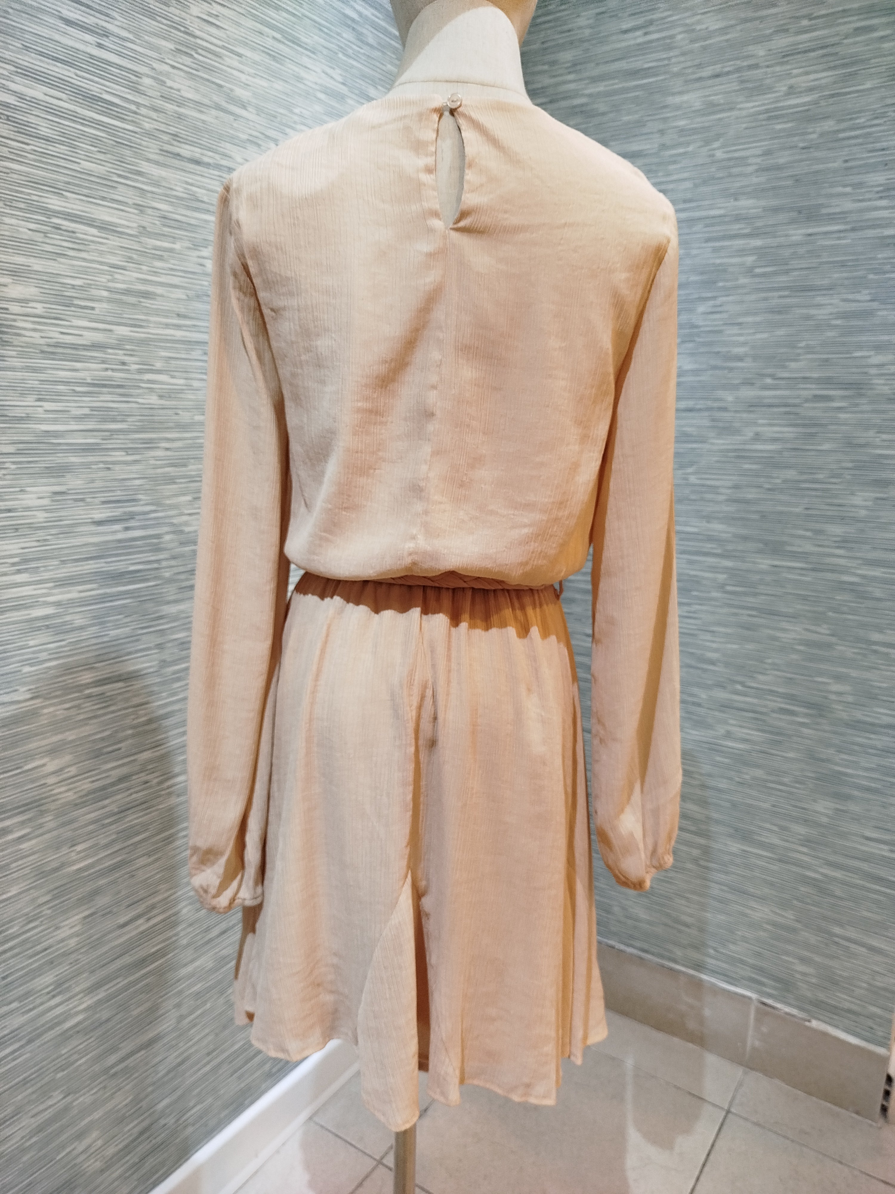 long sleeve cream dress